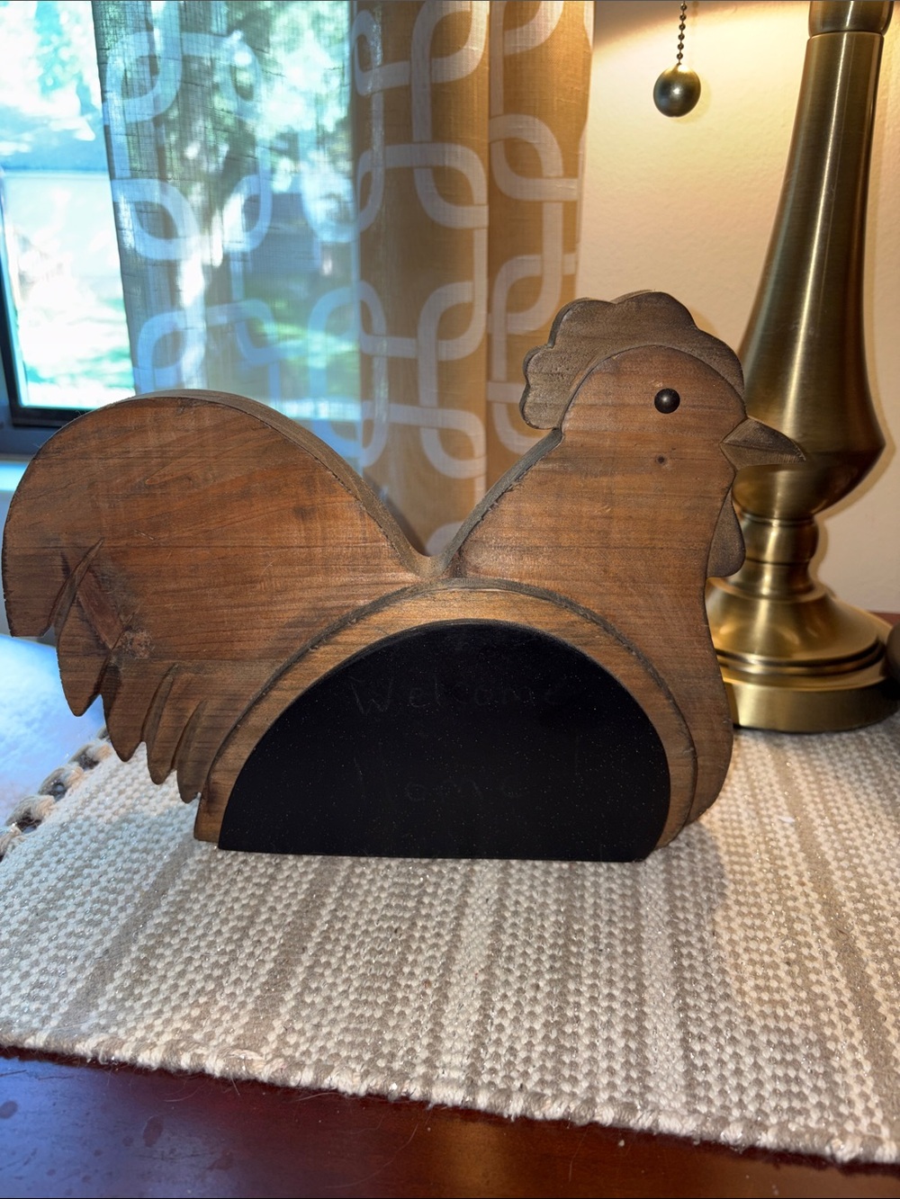 Wood Chicken Decor with Black Area to Write with Chalk